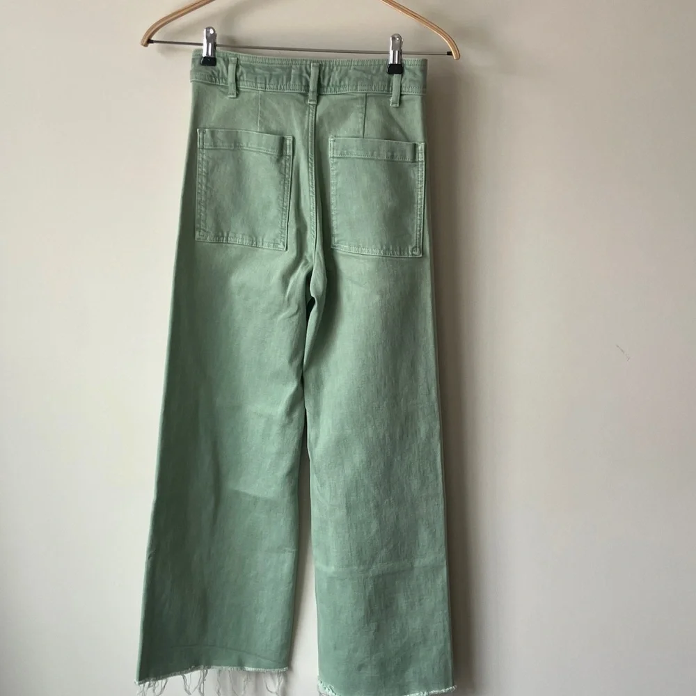ZARA The Marine Straight Leg High Rise Relaxed Fit Flare Light Green Women’s 4 - Picture 5 of 7